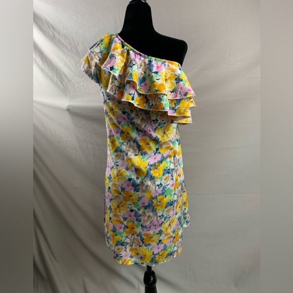 Boho Floral Print One Shoulder Ruffle Trim Dress - Picture 7 of 9
